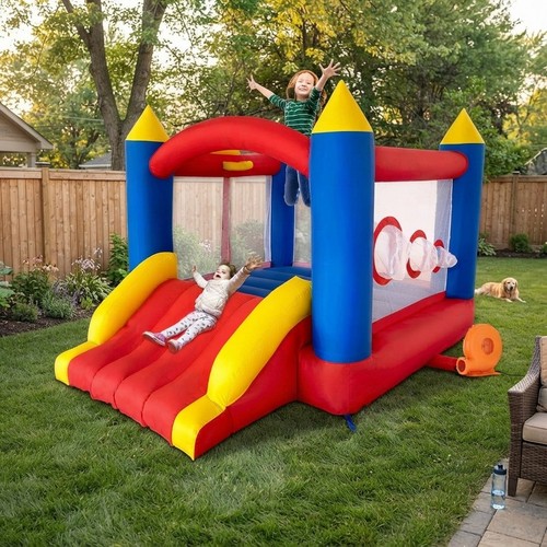 Blue inflatable castle - blue, for